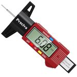 Tyre Tread Depth Gauge, Preciva Burgundy 0-25.4mm/Inch Digital Tyre Tread Depth Checker, Tire Tread Depth Gauge, Tyre Depth Measuring Tool UK with Large LCD Screen for Cars, Trucks, Vans