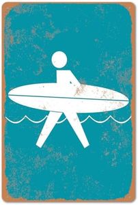 Beach Sign Metal Surfer Crossing Tin Sign Surf Board Decor for Wall Beach Bar Signs Beachy Girl Room Decor Aesthetic Surfing Beach Metal Tin Signs Surf Decor for Bedroom 8x12 Inch