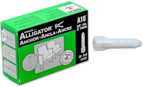 TOGGLER ALLIGATOR A10 Flush-Mount Anchor, Polypropylene, Made in US, For #10 to #18 Fastener Sizes (Pack of 50)