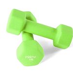 Amazon Brand - Symactive Vinyl Coated Dumbbell for Gym Exercises, Set of 2, 3 kg(Light Green)