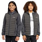 Berghaus Kids’ Hybrid Jacket with Fleece Hood and 2 Zipped Pockets, Water Repellent & Insulated Coat for Boys and Girls (UK, Age, 14 Years, 15 Years, Regular, Grey)