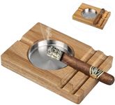 Joyoldelf Cigar Ashtray for Outdoors - Wood Cigar Ashtray for Men, Outdoor Cigar Ashtrays for Patio, Creative Ashtray for Cigars, Perfect Ash Tray Gift for Men