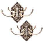 Plantex Antique Robe Hook/Cloth-Towel Hanger/Door Hanger-Hook/Bathroom Accessories - Pack of 2 (Brass, Zinc)