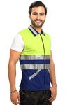 ReflectoSafe Reflective Jacket Cycling Night Safety High Visibility Vest Protective Reflector Strips Fire Warden Activity Construction with 3 M Reflective Tape,Blue - S (Pack of 10)