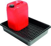 Bunded Drum Trays from The Lean Centre. 2 x 25L Container Drum Tray Container Stand with removable Base Grid. Stores up to 2 x 25L drums or several smaller containers.