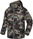 Wisdom Wolf Men's Waterproof Softshell Lightweight Full Zip Outdoor Ski Military Fleece Jackets with Multi Pockets Camouflage-Green, L