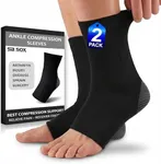 SB SOX Compression Ankle Brace (1 Pair) – Ankle Support Sleeve for Men & Women – Relief for Achilles, Sprains, Plantar Fasciitis (Solid Black, Large)