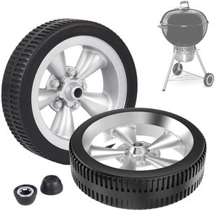 Replacement Wheels for Weber Kettle Grills, 6 Inch Grill Wheels for Weber Charcoal Grills, 65930 BBQ Caster Wheel Parts with Hub Caps, Silver