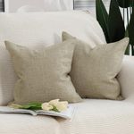 MADIZZ Set of 2 Light Taupe Faux Linen Throw Pillow Covers 20x20 Inch Soft Decorative Cushion Cover for Sofa Bedroom Pillow Shell