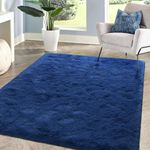 Terrug Fluffy Large Area Rugs for Living Room Bedroom, Navy 3x5 Rug Washable Shag Carpet, Super Soft Fuzzy Plush Non-Slip Cute Modern Kids Rug for Nursery College Dorm Classroom Kids Room Home Decor