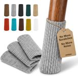 48 Pcs Grey Premium Chair Leg Socks Protectors for Hardwood Floors - Do not Easily Fall Off - Very Easy to Put on - Fits All Leg Shapes - High Elastic Bar Stool Leg Covers - Furniture Pads