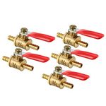 uxcell 6mm Brass Barb x Barb Mini Ball Valve, 180 Degree Operation Handle 5 Pcs