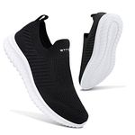 Womens Slip on Trainers Athletic Running Shoes Sport Walking Sneakers Lightweight Tennis Shoes(Black White,39EU)