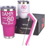 MEANT2TOBE 80th Birthday Gifts for Women, 80 and Fabulous Tumbler, 80 and Fabulous Tumbler for Women, 80th Birthday Tumbler Set, 80th Birthday Presents for Mom, Sister, Her, 80th Birthday Gifts Idea