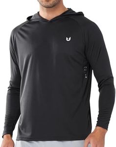 NORTHYARD Men's UPF 50+ Hoodie Shirts Rash Guard Long Sleeve Sun Protection SPF Fishing Shirt UV for Athletic Running Swim Black 3XL