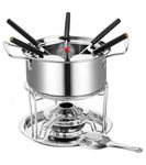Premsons® Stainless Steel Cheese Fondue Pot Set with Fork - Perfect Chocolate Melting Vessel for Dinner Parties Gifting Date Night - Temperature Controllable - Easy to Use & Clean - Includes 6 Skewer
