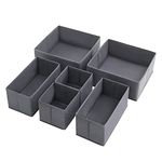 SONGMICS Drawer Organisers, Dresser Dividers, Set of 6, Foldable Fabric Storage Boxes for Socks, Underwear, Bras, Ties, Scarves, Grey RDZ06G