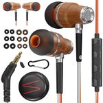 Symphonized NRG 3.0 Premium Wood In-ear Noise-isolating Headphones|Earbuds|Earphones with Mic & Volume Control (Crimson Red & Hazy Gray)