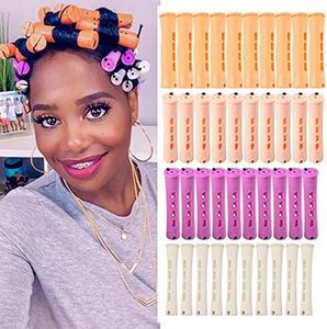 40pcs Perm Rod Set - 4 Sizes Cold Wave Rollers for Long, Medium & Short Hair Curls - Hair Curling Tools with Orange, Beige, Purple & White Rods for Natural Hair Styling & DIY