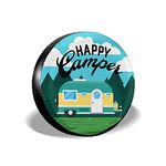 XWQWER Happy Camper Camping Spare Tire Cover for Camper RV SUV Trailer Truck and Many Vehicle, Universal Fit Wheel Covers Waterproof Dustproof (Diameter 23” - 33”)