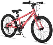 Glerc AMOS 20 inch Kids Bike for 6 7 8 9 Year Old Boys Girls Teen with Dual Handbrakes & Kickstand 6 Speeds Drivetraint, Red