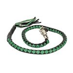 Dream Apparel 42" Leather Motorcycle Get Back Whip for Handlebar Fringed Biker Whip, Black and Green