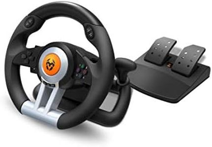 Krom K-WHEEL - NXKROMKWHL - Juego de volante y pedales Multiplataforma, palanca de cambios y levas en el volante, efecto vibracion, compatible PC, PS3, PS4 y XBOX