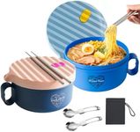 AI LOVE PEACE Microwave Ramen Bowl Microwavable Cooker for Dorm Room Essentials Ramen Maker Microwave Safe Instant Noodles Soup Bowls -BPA Free-Dorm Room Gifts, Holiday Gift (Blue & Pink)