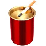 MENFENG Stainless steel Ashtray，Windproof, Cigarette Ashtray for Indoor or Outdoor Use，Outdoor ashtrays for patio，Ash Holder for Smokers,Desktop Smoking Ash Tray for Home Office Decoration (Red)