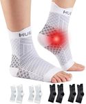 HUEGLO 4 Pairs Plantar Fasciitis Socks Neuropathy Neuro Socks Compression Socks for Women Men Ankle Support Brace for Weak Sprained Ankle Anti-Slip Foot Support Brace (2Black+2White, M)