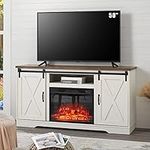 Fireplace TV Stand with Sliding Bar