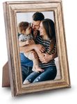 Uvz Crafts Photo Frame - Single Picture Frame, Mango Wood Border, Stand, Wall Mount Brackets - Vertical or Horizontal Standing Display & Table Decor for 4x6 Photos - 6x4 Inches (Wooden Photo Frame)