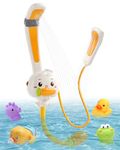 CUTE STONE Baby Rabbit Bath Toys W/ 2 Shower Heads, Electric Bathtub Water Spray Toy W/ Rechargeable Battery, Floating Squirting Animals, Wind Up Swim Duck, Fishing Games Pool Toys for Kids Boys Girls