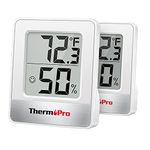 ThermoPro TP49 2 Pieces Digital Hygrometer Thermometer Humidity Meter Room Thermometer with Temperature and Humidity Monitor Outdoor Thermometer White