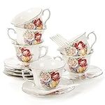 Pumtus 6 Pack Tea Cups and Saucers,