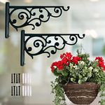 ecofynd 2 Pack Metal Wall Hook Hanging Plant Bracket | Decorative Straight Plant Hanger for Pots, Bird Feeders, Planters, Lanterns, Cotton, Wind Chimes Indoor Outdoor, Black