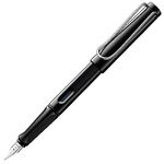 Lamy Safari Fountain Pen | Sturdy Plastic, Shiny Black | Metal Clip, Ergonomic Grip | Steel Nib, Polished | with Ink Cartridge T 10 Blue | with Converter Z 28