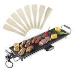 VonShef Teppanyaki Grill XL – Electric Grill with Non-Stick Plate, 2000W, Easy Clean, Adjustable Temperature Control, Oil Drip Tray & 8 Spatulas - for Meat, Vegetables & Fish – 70x23x10cm