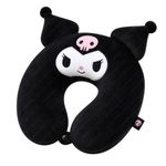 SHAKTISM Cute Cartoon U-Shaped Neck Pillow for Travel | Soft Plush Neck Support Cushion for Kids & Adults | Lightweight Portable Headrest for Car, Flight & Home Use (Black)