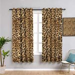 Leopard Print Animal Skin Themed Spotted Pattern Blackout Curtains, 3D Printed Drapes, Top Grommet Darkening Window Curtains Thermal Insulated Curtain for Bedroom and Kitchen (52" W x 84" L)