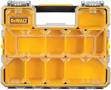 DEWALT Small Parts Organizer, Hardware Storage Box with Removable Dividers, 10-Compartment (DWST14825)