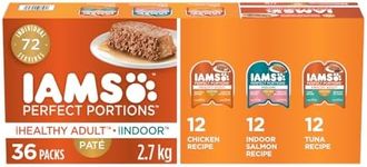 IAMS PERFECT PORTIONS Healthy Adult and Indoor Wet Cat Food Paté Chicken, Tuna and Indoor Salmon, (36) 75g Variety Pack