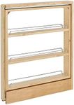 Rev-A-Shelf 3" Pull Out Shelf Organizer for Between Base Kitchen Cabinets, Adjustable Filler Spice Rack Seasoning Storage Holder, Wood, 438-BC-3C