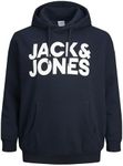 JACK&JONES PLUS Men's Jjecorp Logo Noos Ps Hooded Sweatshirt, Navy Blazer, 4XL Plus UK