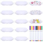 JUNRU 10 Pieces White Eye Sleep Sublimation Coverings Sleep Shade Blindfold Soft Eye Covering Color Your Own Eye Covering with 8 Pieces Fabric Marker Pens for Sleeping Travel Team Games Party Supply