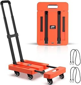 SOYO Folding Hand Truck, 500lbs Heavy Duty Dolly, Portable 6 Wheels Collapsible Luggage Cart with 2 Elastic Ropes for Moving, Travel, Shopping, House Office Use, Orange