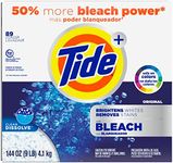 Tide Plus Bleach Powder Laundry Detergent, Original, ( 144 Ounce ., 80 Loads Each), 2 Count