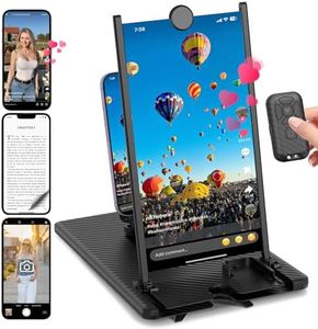 SEANCHEER 5-in-1 Vertical Phone Screen Magnifier HD with Bluetooth Remote, 3D Portable Foldable Smartphone Stand for | TikTok | YouTube | FB | IG | Scrolling - Gift for Mom, Dad & Family (Black, 12")