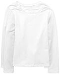 Children's Place The Girls' 2 Pack Long Sleeve Basic Layering T-Shirt 2-Pack, White 2 Pack, Medium