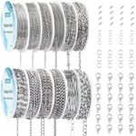 Ecoofor Necklace Chains for Jewelry Making, 95.1 Feet 12 Rolls Stainless Steel Jewelry Chains for DIY Necklace Bracelet Jewelry Making with Stainless Steel Jump Rings/Lobster Clasps/Connectors